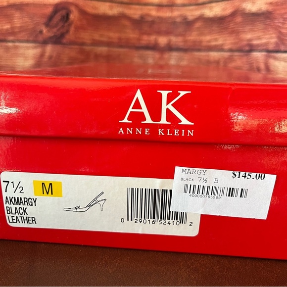 Anne Klein iflex Margy Black Leather Slingblack Pointed Toe Pumps - Picture 15 of 16